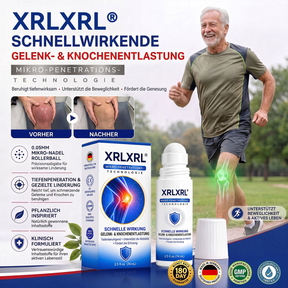 𝑿𝑹𝑳𝑿𝑹𝑳® 0,05 mm Mikronadel-Roller zur Unterstützung von Knochen & Gelenken 🧑‍⚕️🧑‍⚕️  (Für alle Erwachsenen, Frauen & Männer – Umfassende Pflege bei verschiedenen Gelenkbeschwerden)