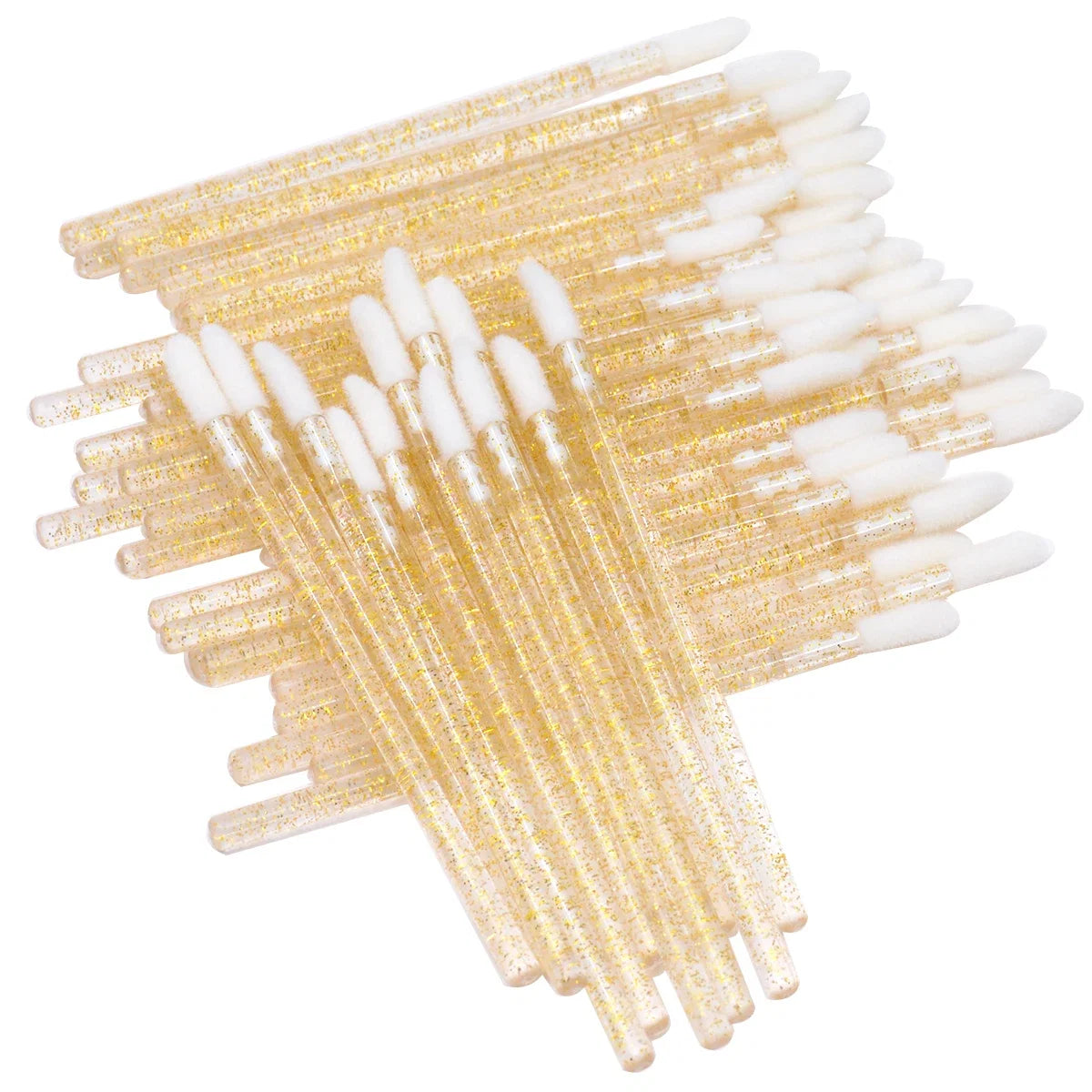 50Pcs/Lot Bling Lip Brush Eyelash Extensions Disposable Flocked Soft Hair Crystal Rod Cleaning Cotton Swab Lipstick Brush Makeup