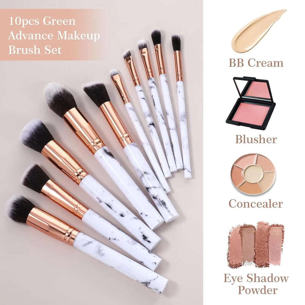 Professiona 10PCS Makeup Brushes Set Soft Fluffy Eyeshadow Foundation Blush Powder Blending Cosmetic Full Set Female Makeup Tool